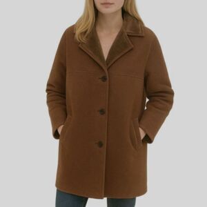 ABERCROMBIE & FITCH Shearling Coat 12 Brown  Heavy Thick Warm Sheepskin Jacket